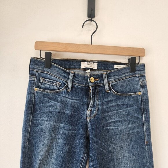 Frame Denim Le Skinny de Jeanne Medium Wash Stretch Skinny Jeans Distressed 26 - Picture 4 of 9
